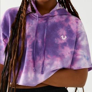 True religion Tie-dye hoodie crop Purple NWT 👚